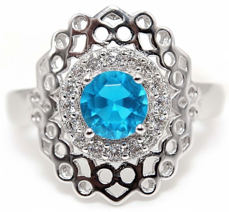 1CT Heat Treated Blue Topaz 925 Solid Sterling Silver Ring Jewelry Sz 9 NF1-2