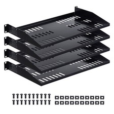 1U Rack Shelf Set 4 pcs, 50lb Load, Vented Steel for 19" Cabinets