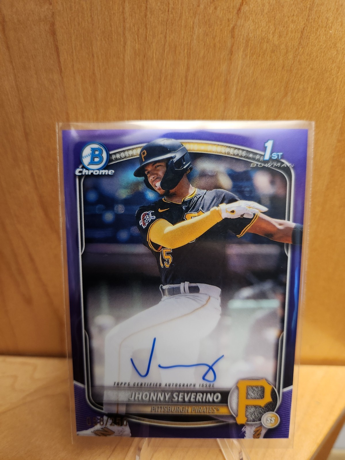 2025 Bowman Chrome Jhonny Severino 1st Purple Refractor Prospect Auto /250