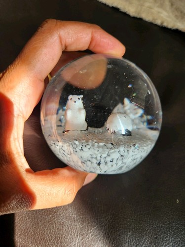 Hand Blown Glass Paperweight with Arctic Polar Bear Scene,Rare - Picture 5 of 11