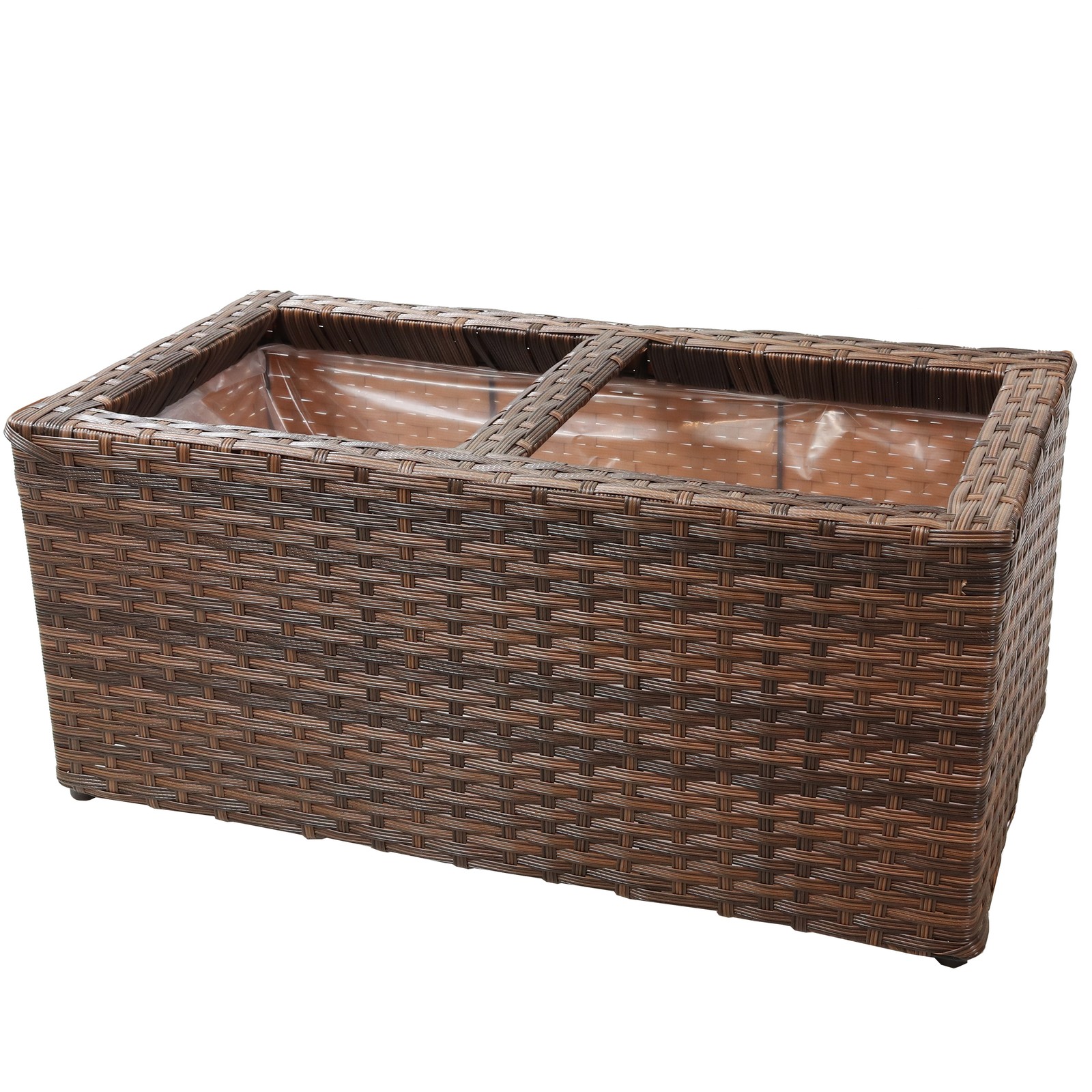 Polyrattan Indoor Rectangle Planter - Brown - Set of 2 by Sunnydaze