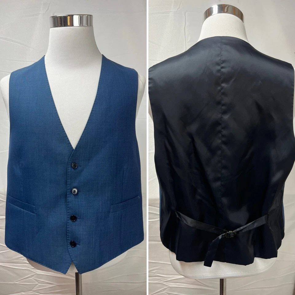 Calvin Klein Extreme Slim Fit Men's 44R Blazer 33x28 Pant Vest Blue 3-Piece Suit - Image 2 of 4