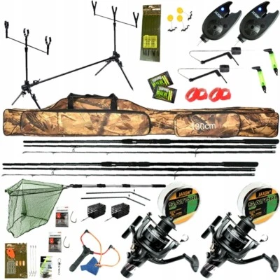 RICH CARP FISHING SET JAXON 2x Angelrute 2x Freilauf ROLLE Z3