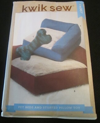 NEW KWIK SEW PET CAT-DOG BEDS & STUFFED PILLOW TOY PATTERN K4367
