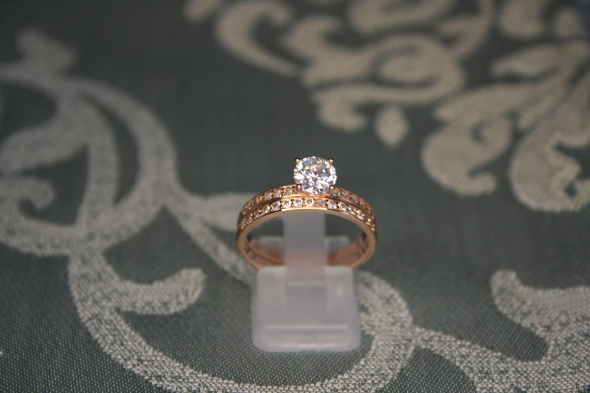 Bague Vintage Argentée Porcelaine Rose Avec Cristaux - Taille 55 - Imitation Diamant