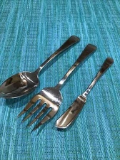 3 RSVP Wilmington Stainless Serving Pieces - Table Spoon Meat Fork Butter Knife