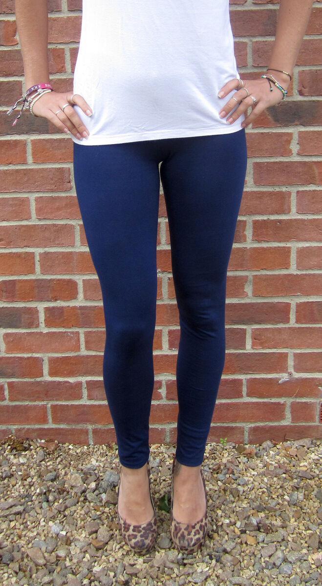 LONG Leggings HIGH WAIST Cotton Black UK 8 10 12 14 16 18 20 22 24 26 28  Tall