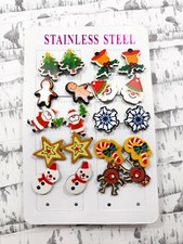 10 Pairs Christmas Earrings Cute Xmas Style Stud earrings for Teens Girls