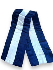 Oscar de la Renta Silk Scarf Vintage 70s Nautical Stripe Navy Coastal Hair Wrap