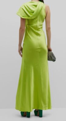 halpern green dress $2140 Halpern Women's Green Draped Bias Hood Gown Dress Size 34