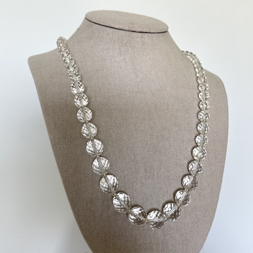 Vintage Clear Round Faceted Rock Crystal Graduated Beaded Ladies Necklace 30" - Picture 8 of 8