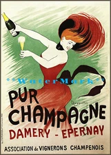 Pur Champagne 1902 French Vintage Poster Print Retro Style Wall Decor Cheret Art