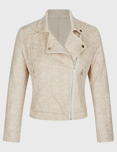 Biker Jacket Suede Table Eight Size 18 Nude Gold Zip Pockets Animal Womens R$150 - Picture 4 of 8
