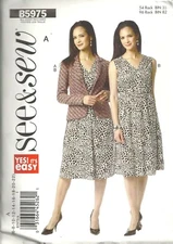 BUTTERICK See&Sew B5975 MISSES SIZE 6-22 LINED JACKET & DRESS SEWING PATTERN OOP