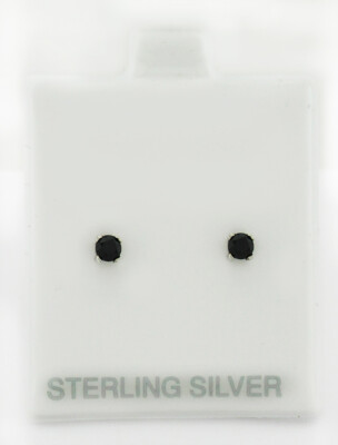 GENUINE 0.25 Cts BLACK DIAMONDS STUD EARRINGS SOLID .925 SILVER - New With Tag