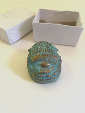 VTG Egyptian Revival SCARAB BEETLE Patina & Gold RESIN Figural Paperweight