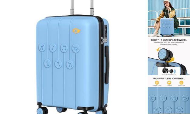 Carry on Luggage 22 X 14 X 9 Airline Approved Suitcase Carry-On 20-Inch Blue