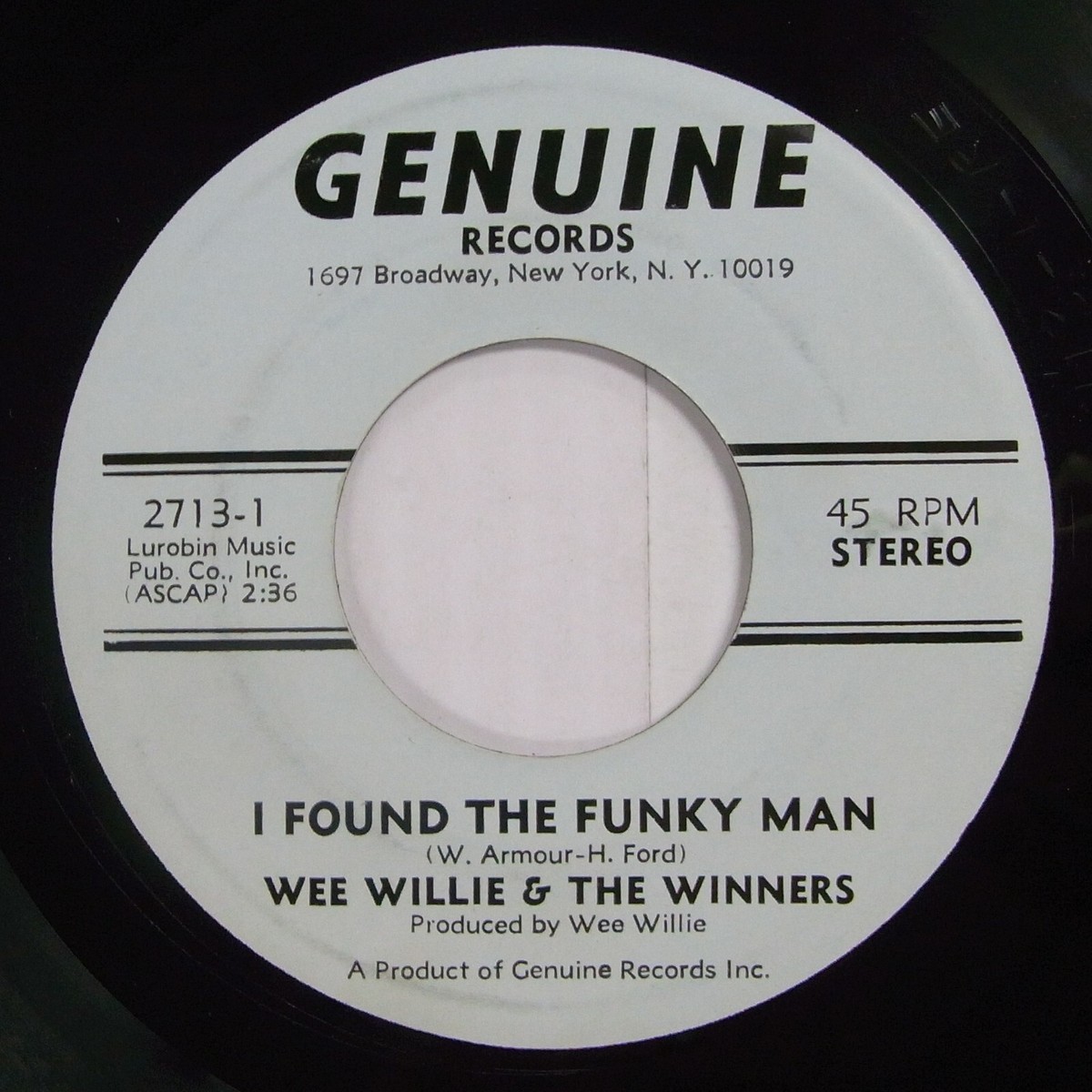 US OG 7インチ Wee Willie & The Winners WEE WILLIE The WINNERS 45 I Found The Funky Man GENUINE 1971 Funk