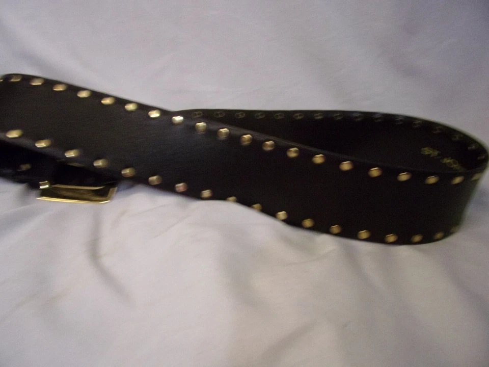 St. John Large Brown Leather  gold Studded Belt 30 Lovely Statement  Belt - Image 4 of 4