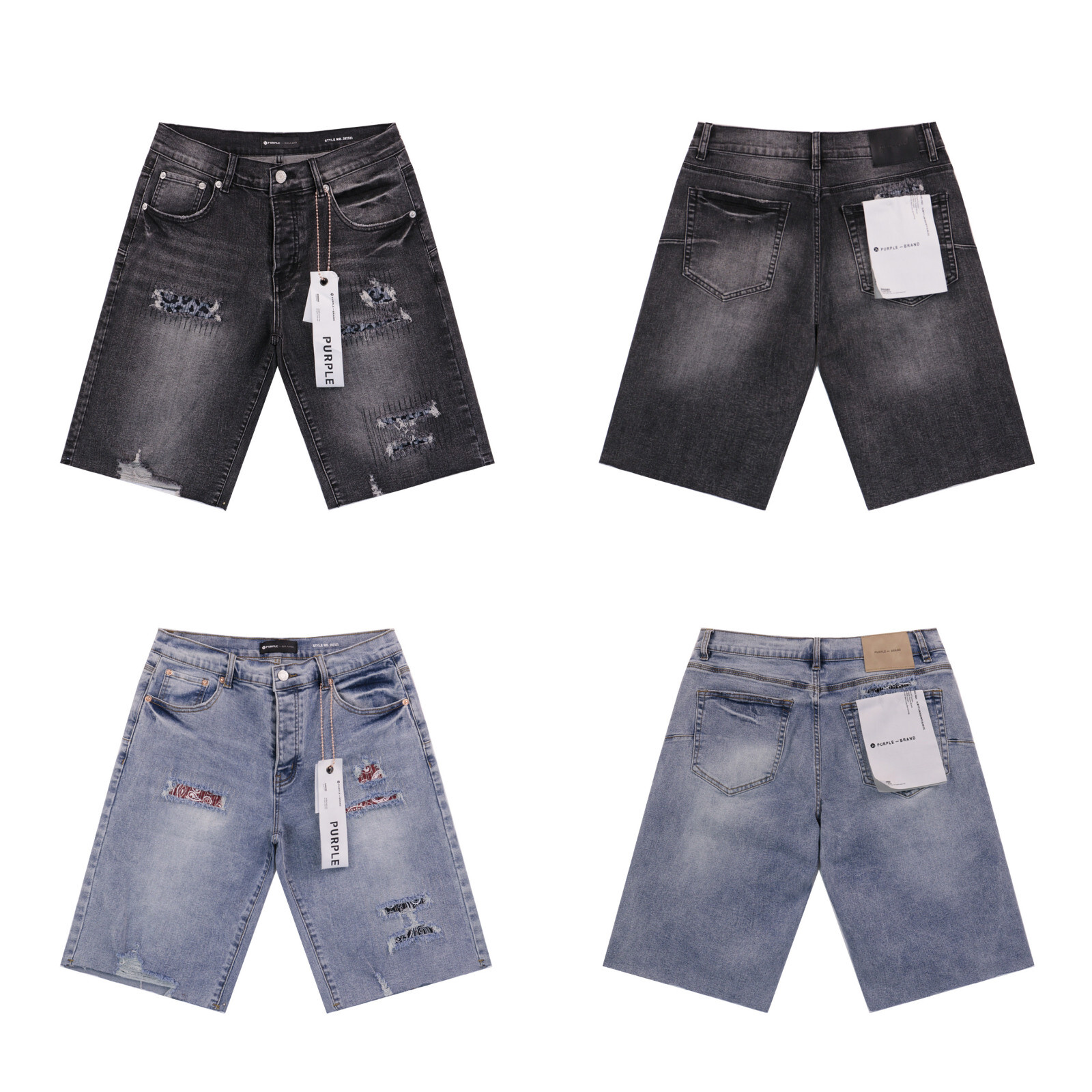 Trendy Purple Designer Patch Men's Denim Casual Shorts