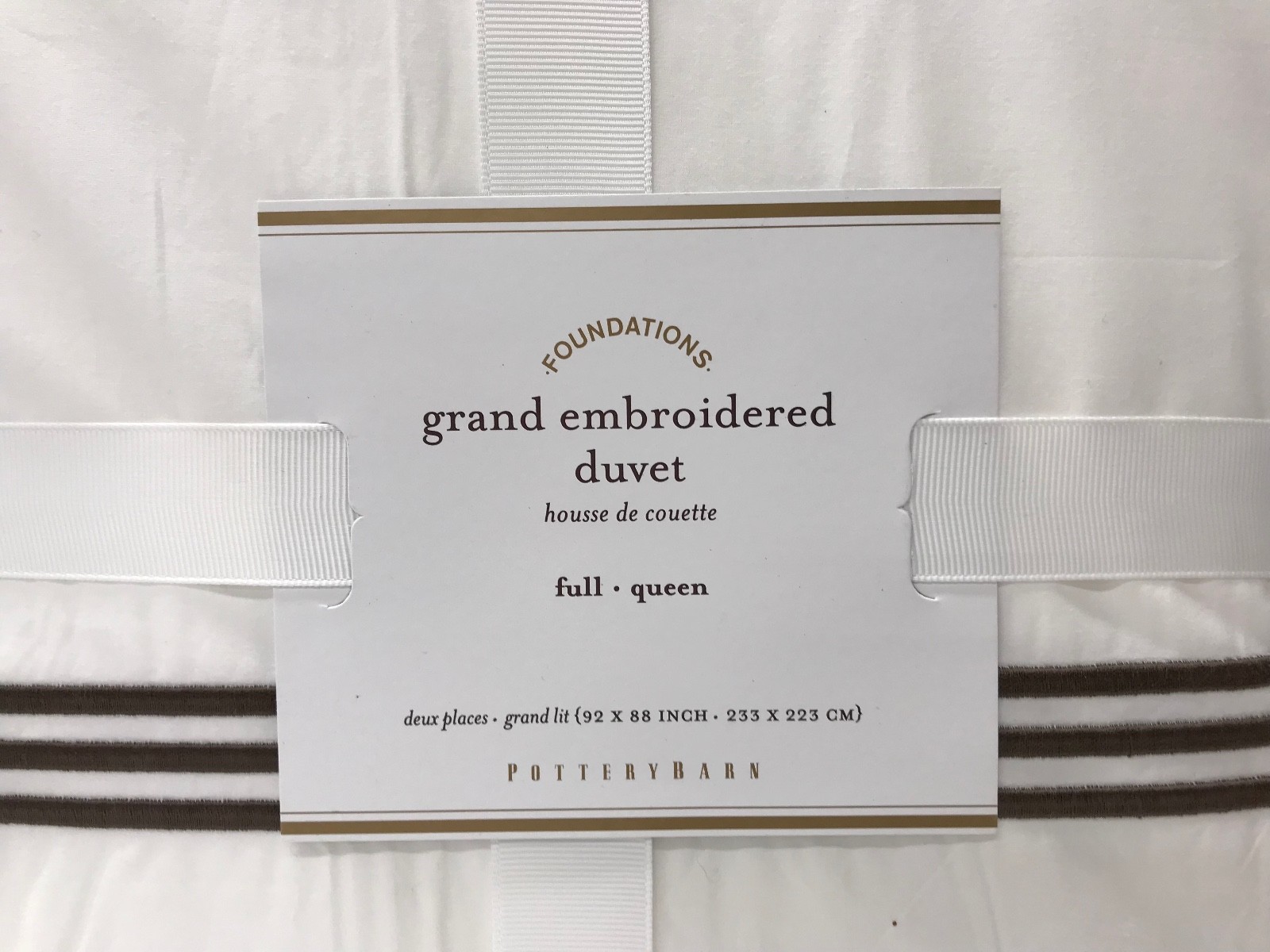 Pottery Barn Grand Organic Embroidered Duvet Cover Queen Full