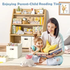 Marcytop 3-Tier Kids Wooden Bookshelf Kids Bookcase with 3 Cube Bins Bookcase