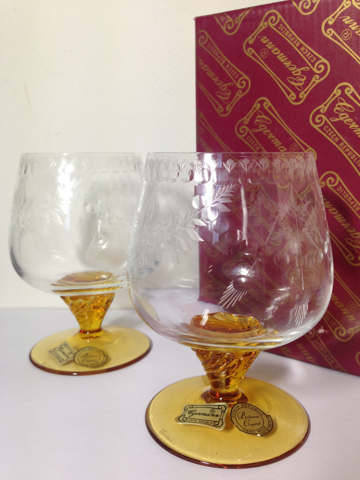 2 Bicchieri da Collezione Egermann Ambra Czech Republic Ref. X3268/32