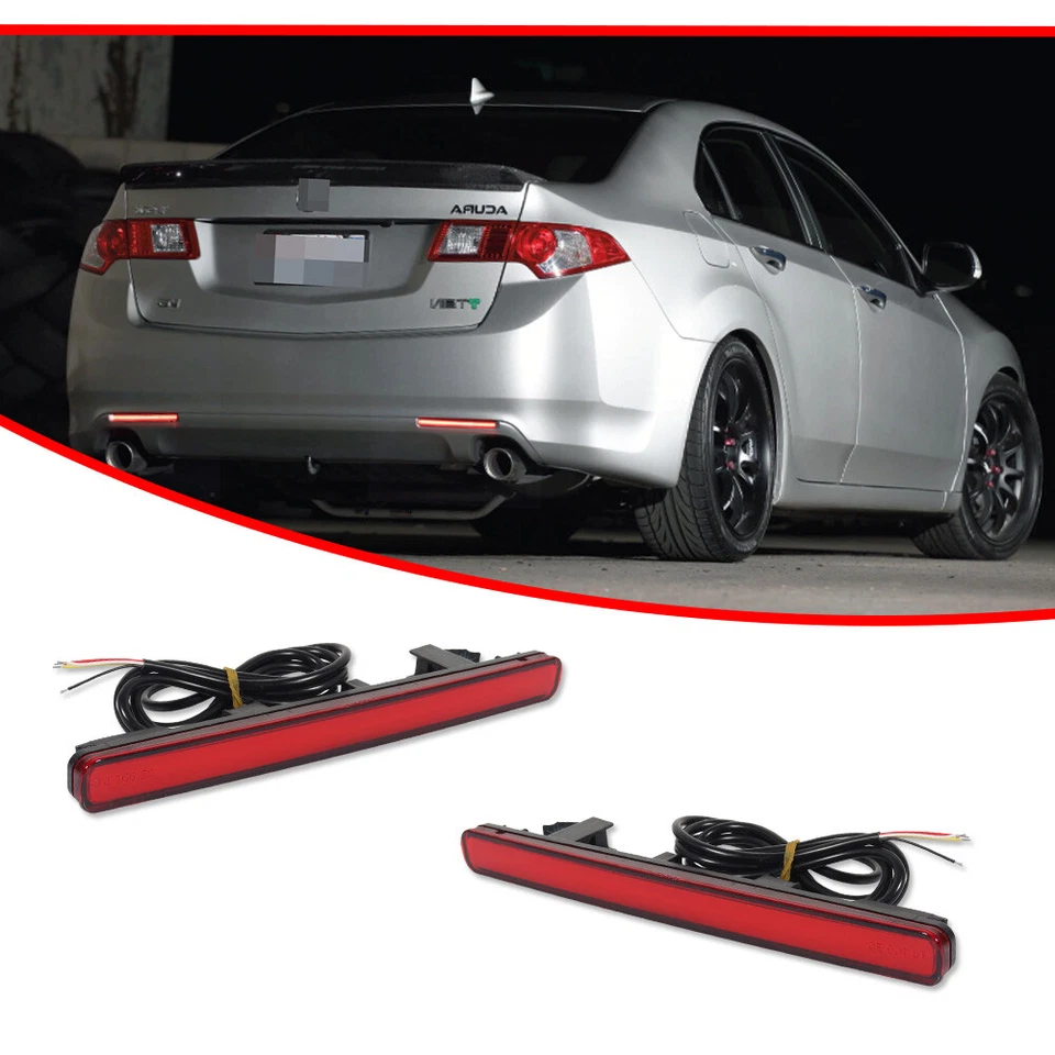 Luces antiniebla traseras reflectoras de parachoques LED rojas para Acura TSX 2009-2014 Foto 3 de 4