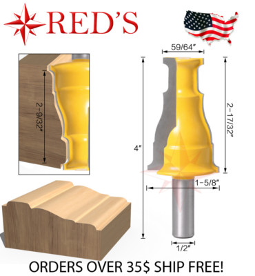REDS Y80815-8 - 2-1/4'' WIDE Door and Window Trim Router Bit 1/2'' Shank