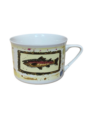 Vintage MASTER Fine Porcelain Kaffee Tee Becher Angeln Fisch Köder Tasse