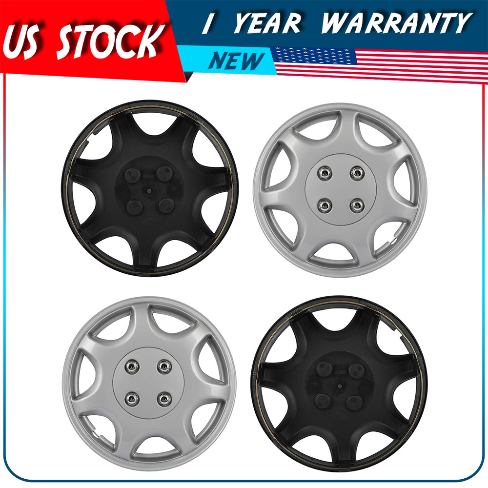 ROXX 4-Pack Universal 14-Inch Wheel Rim Covers - Snap On Hubcaps For Steel Wheels (Black & Red) - View #10