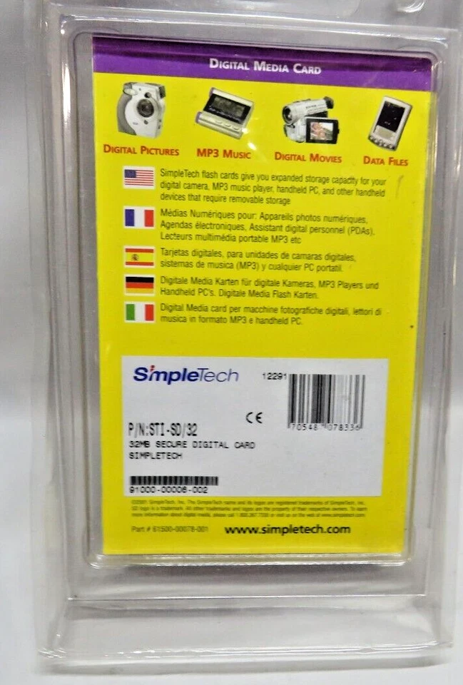 32MB SD Memory Card Flash Simpletech Secure Digital card new - Image 3 of 3