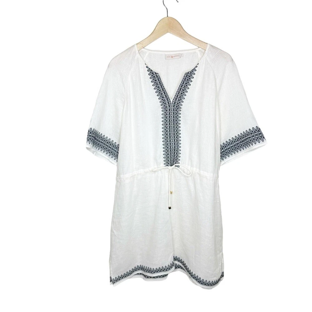 Abito con copertura tunica ricamata Tory Burch Skye lino taglia large