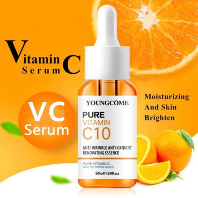 Vitamin C Face Serum Hyaluronic Acid Dark Skin Brighten Fade Lines Moisturizing