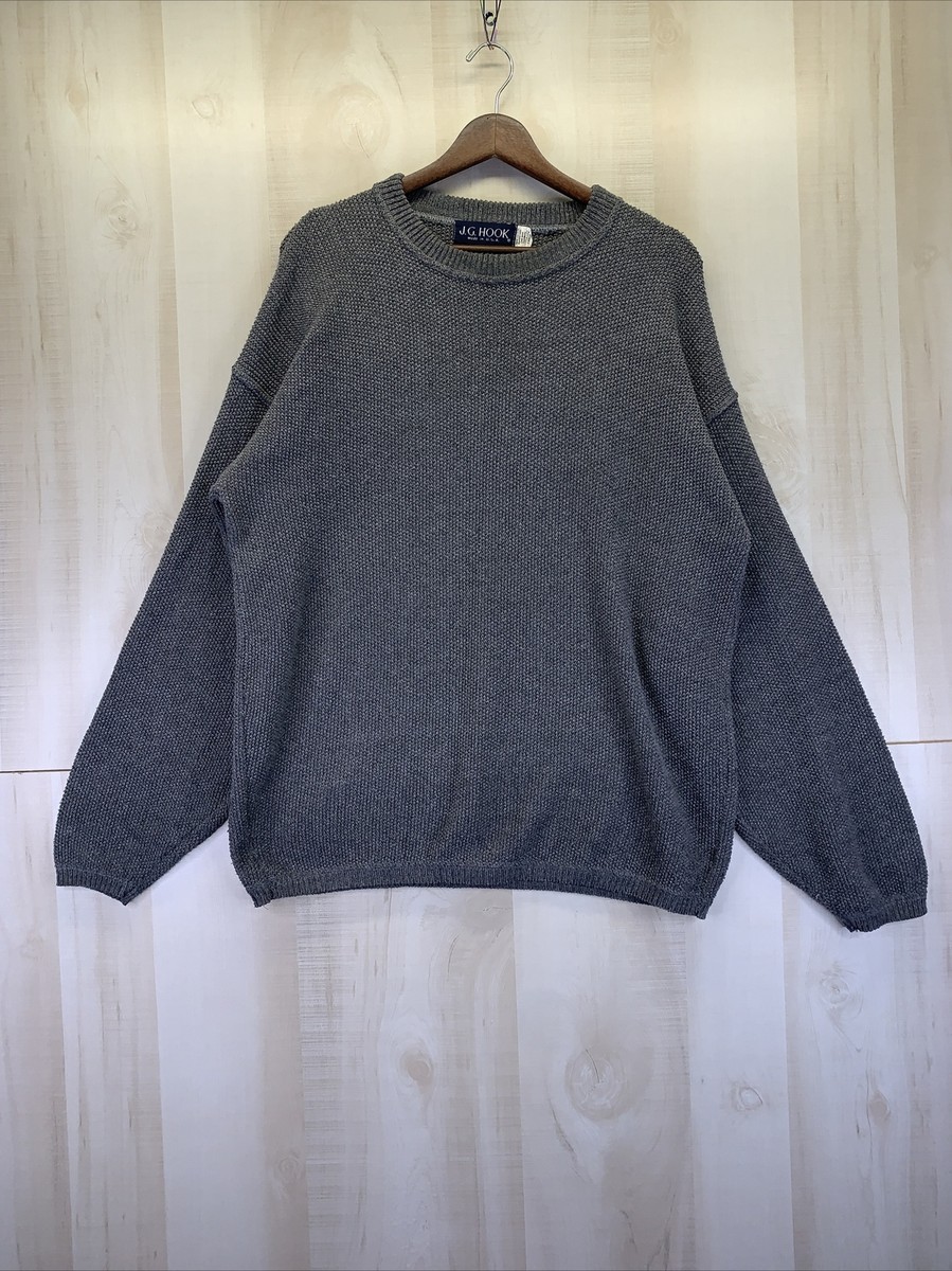 Vintage J G Hook 90s Gray Knit Crew Neck Mens Womens Unisex