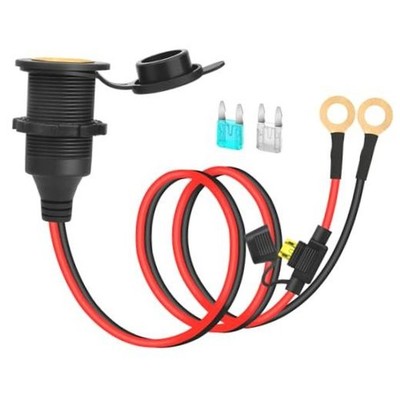 3FT 12V/24V Fixed Thread Cigarette Lighter Socket Extension Cable 3 ft