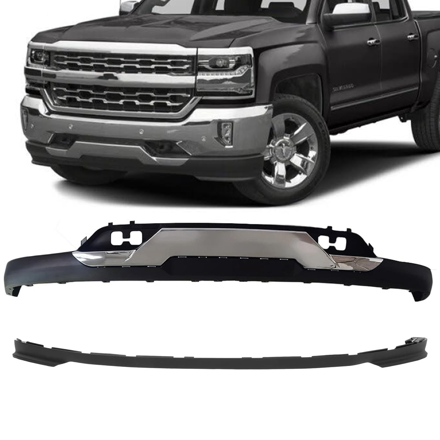 Bumper Valance Chrome Skid Plate Tow Hook for Chevy Silverado 1500 Z71 2016-2019