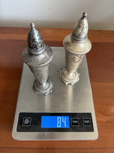 1x salero y pimentero antiguo artesanal de plata de ley sin peso - Imagen 4 de 9
