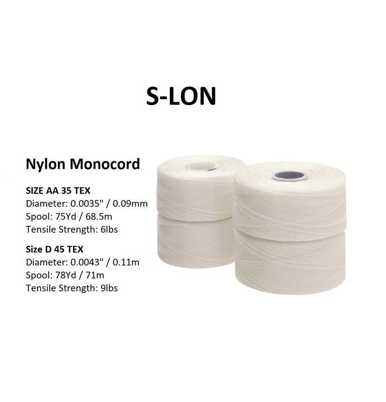 S-lon Nylon Monocord Thread Size AA / D White. Sold per 2AA / 2D bobbins - Image 3 of 3