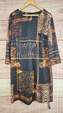 ROMAN size 20 black & brown animal & chain print dress