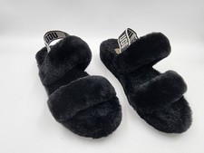 UGG Fluff Oh Yeah Slide Sheepskin Black Platform SLIPPER Size US 9 EU 40