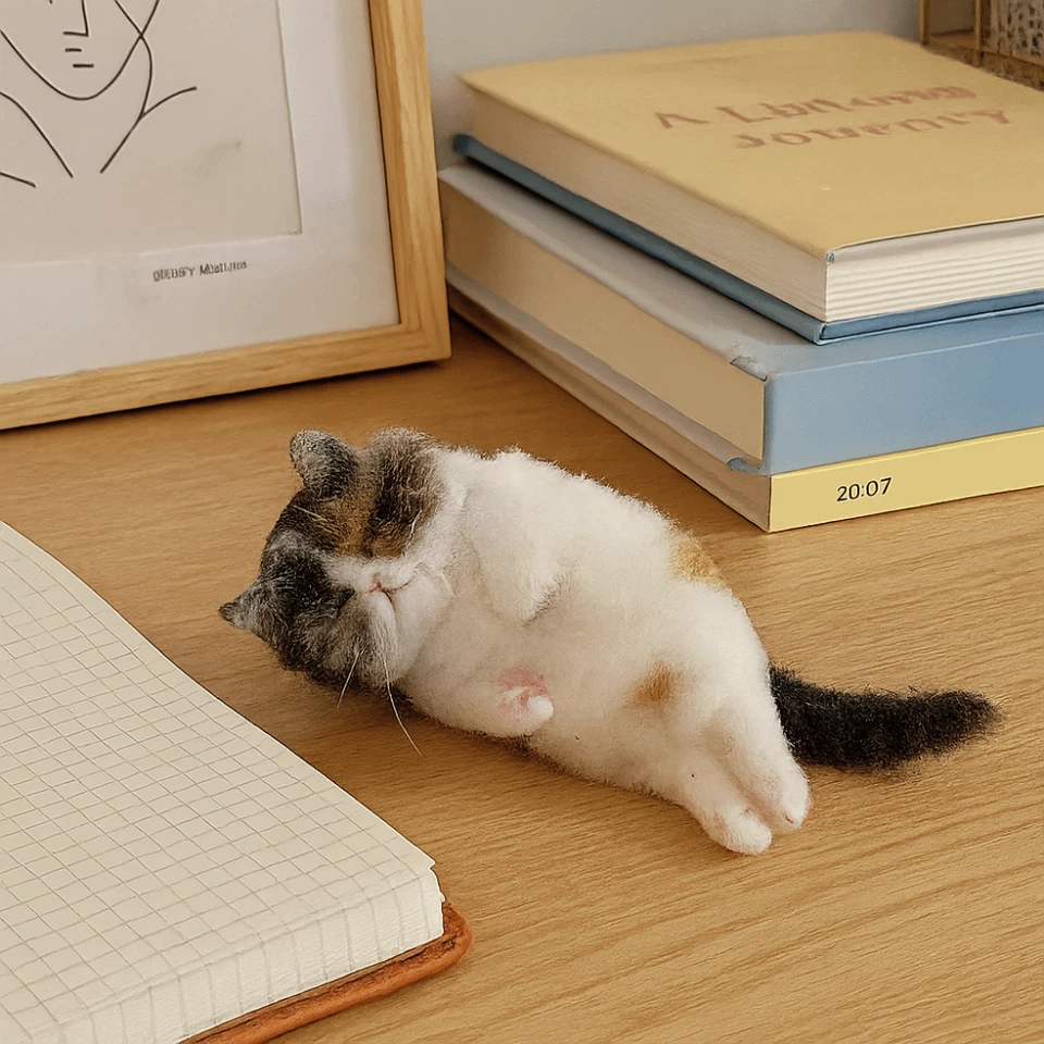 Beginner Friendly Wool Felt Cat Material Bag  Beginner Craft - Image 3 of 4