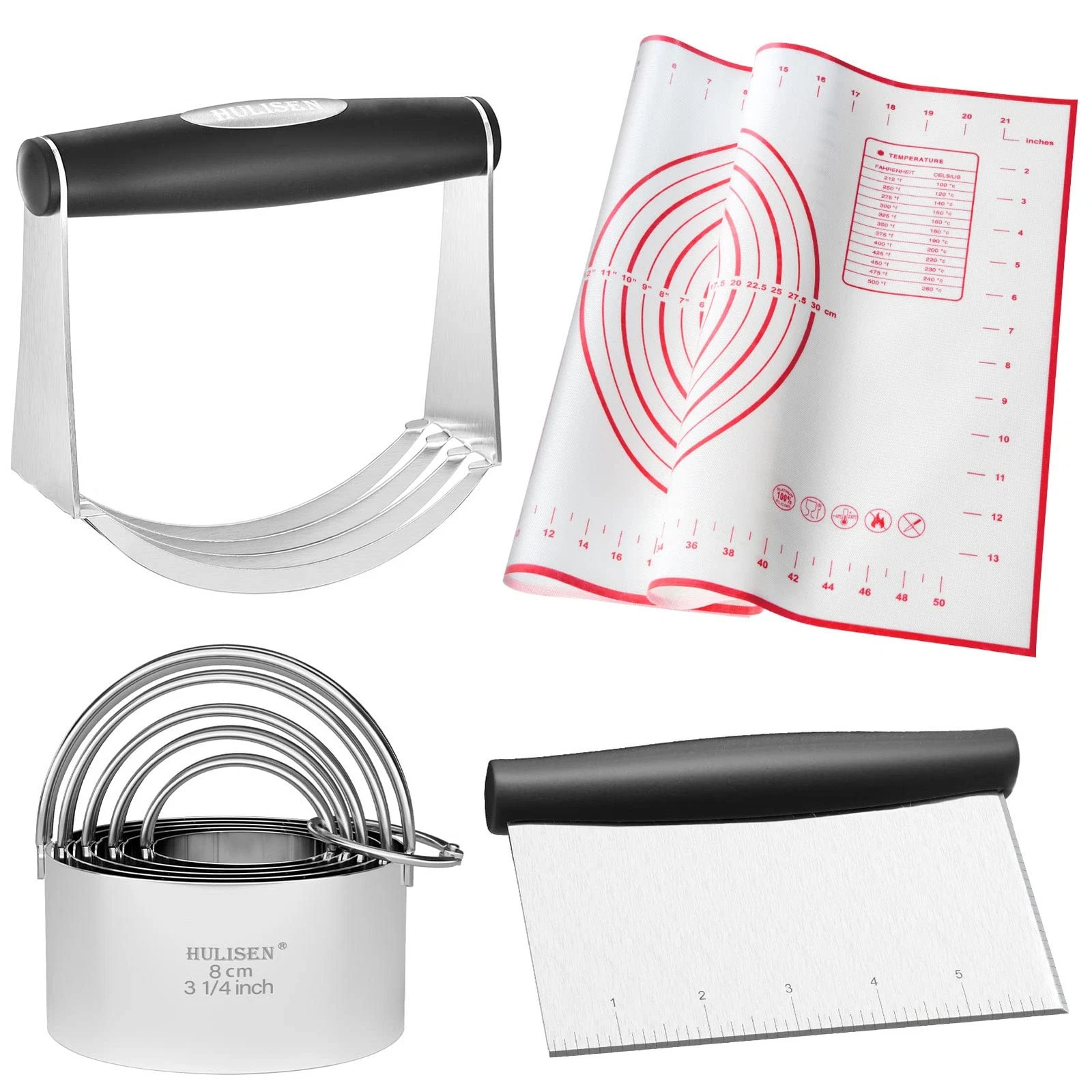 Stainless Steel Biscuit Cutter Set, Silicone Mat, Pastry Scraper and Dough Bl...
Opens in a new wind