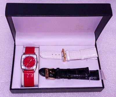 Gossip Quartz Watch/w 6 Interchangeable Leather Bands Lot of 5 Gossip Quartz Watch GSP546B GSP547A B C Set Leather  main image 4