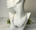 Vtg Sterling Silver 925 Artisan Freehand Circles Rings Necklace 17.5L Adjustable