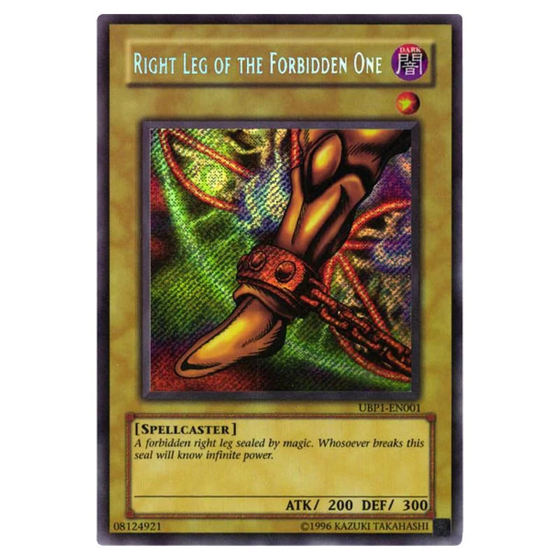 Right Leg of the Forbidden One UBP1-EN001 YuGiOh GX Ultimate Beginner's Pack trading card — raw and PSA graded price guide