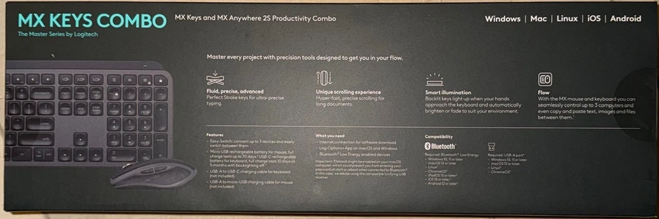 Logitech MX Keys Combo Performance Wireless Keyboard and Mouse 2S PB 920-013372 - Image 3 of 4