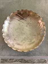Vintage Arthur Armour Hammered Gold Tone Aluminum 6" Dish Pine Tree Pinecone