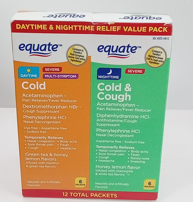 Equate 6 Daytime Cold & 6 Nighttime Cold & Cough Multi-Symptom Severe