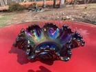 Vintage Imperial Electric Purple Carnival Glass Zippered Heart Master Berr Bowl